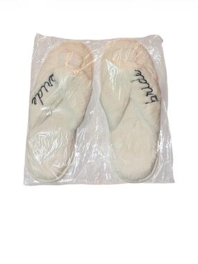 Bride Faux Fur White Slide Slippers
